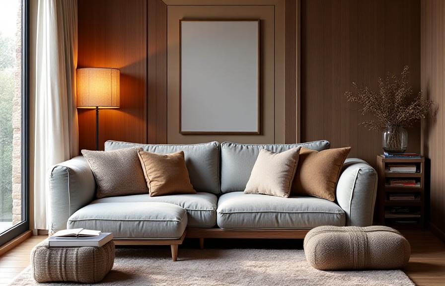 Moderni dizajn enterijera sa sofm i knjigama